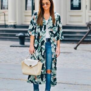 Rachel Zoe Palm Print One Size Swim Coverup Duster